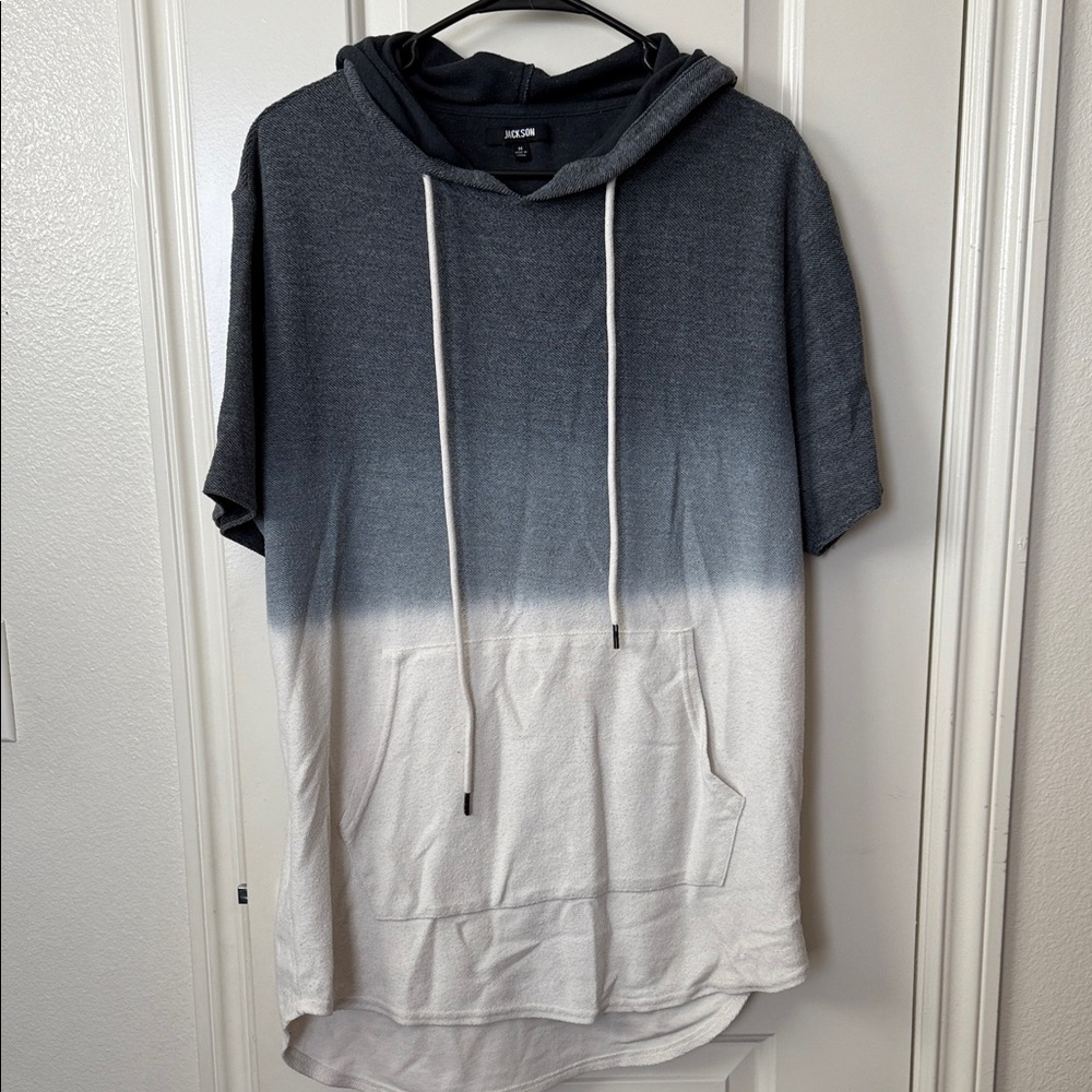 JACKSON Gray and White Gradient Hoodie Shirt